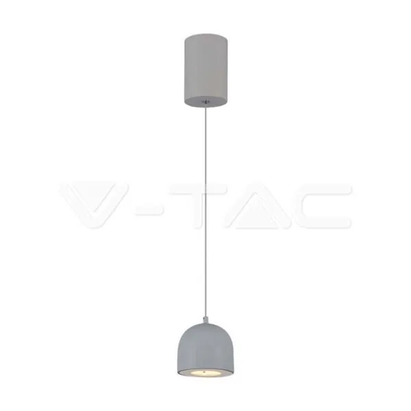 V-TAC VT-7992 8.5W LED Висяща Лампа Φ100 Сиво Тяло 3000K