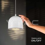 V-TAC VT-7996 8.5W LED Висяща Лампа Φ100 Регулируемо Въже Touch On/Off Бяло Тяло 3000K