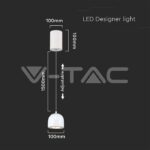 V-TAC VT-7996 8.5W LED Висяща Лампа Φ100 Регулируемо Въже Touch On/Off Бяло Тяло 3000K