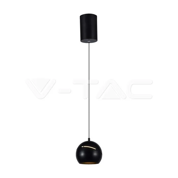 V-TAC VT-7998 8.5W LED Висяща Лампа Φ180 Черно Тяло 3000K