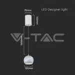 V-TAC VT-7999 8.5W LED Висяща Лампа Φ180 Бяло Тяло 3000K