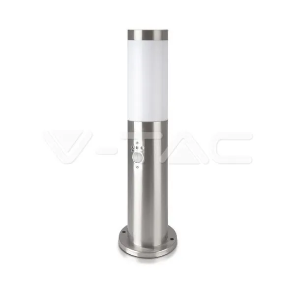 V-TAC VT-8964 Е27 Градинска Лампа 45cm PIR Сензор Неръждавейка Стомана Сатен Никел IP44