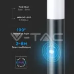 V-TAC VT-8966 Е27 Градинска Лампа 80СМ PIR Сензор Неръждавейка Сив IP44