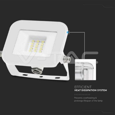 V-TAC VT-10012 10W LED Прожектор SAMSUNG Чип PRO-S Бяло Тяло 4000К