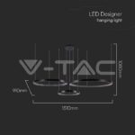 V-TAC VT-10054 LED Осветител 57W Висящ Кристал Черен 3000К