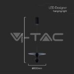 V-TAC VT-10083 9W LED Висяща Лампа (30*320*100CM) Черно 3000K