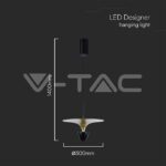 V-TAC VT-10085 9W LED Висяща Лампа (30*320*100CM) Черно+Златно Тяло 3000K