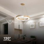 V-TAC VT-10089 LED Осветител 32W Висящ (43*100) 4000К Бяло Тяло С Дърво