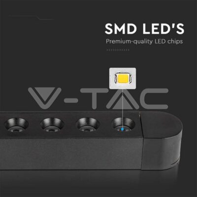 V-TAC VT-10237 12W LED Магнитен Линеен Спот 3000K Черно Тяло