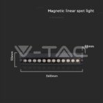 V-TAC VT-10261 12W LED Магнитен Линеен Спот Регулируем 3000K Черно Тяло