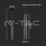 V-TAC VT-10263 14W LED Магнитен Осветител Висящ 4000K Черно Тяло