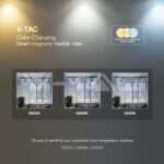 V-TAC VT-10275 12W LED Smart Магнитен Релсов Усветител Гъвкав 1M CCT: 3IN1 Димиращ Черно Тяло