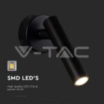 V-TAC VT-10291 2W LED Стенен Аплик Хотел Кръг 4000K Черно Тяло