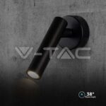 V-TAC VT-10291 2W LED Стенен Аплик Хотел Кръг 4000K Черно Тяло