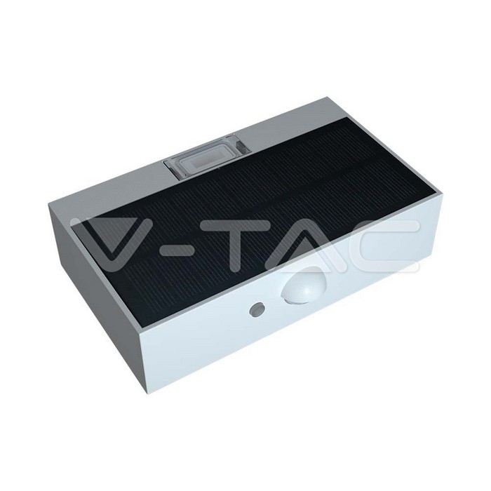 V-TAC VT-10306 3W LED Соларна Стенна Лампа със Сензор 4000K+3000K Бяла