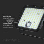 V-TAC VT-10311 30W LED Соларен Прожектор LiFePo Батерия 3.7V Черен 6000K