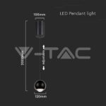 V-TAC VT-10341 5W LED Висяща Лампа Черно Тяло 3000K