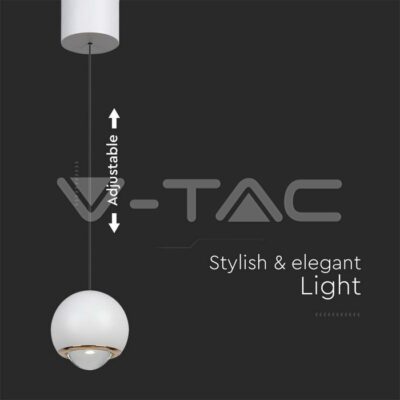 V-TAC VT-10342 5W LED Висяща Лампа Бяло Тяло 3000K