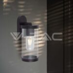 V-TAC VT-10417 E27 Стенен Аплик Черен Цилиндър PC Прозрачен IP44