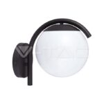 V-TAC VT-10420 E27 Стенен Аплик Черна Сфера PC Опал IP44
