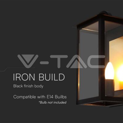 V-TAC VT-10561 E14 Outdoor Lamp Holder (W200*D168*H350мм) Черно Тяло IP65