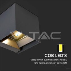 V-TAC VT-11885 9W COB LED Соларна Стенна Батерия 1x2600mAh 16ч. 4000K Черно Тяло IP65