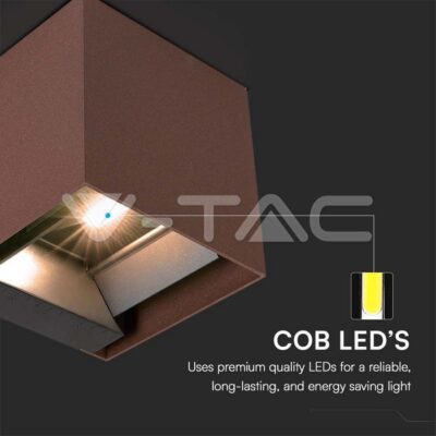 V-TAC VT-11888 9W COB LED Соларна Стенна Батерия 1x2600mAh 16ч. 3000K Corten Тяло IP65