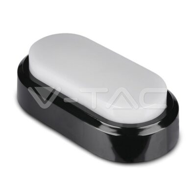 V-TAC VT-1308 8W LED Плафон Правоъгълен Овал Черно Тяло Топло Бяла Светлина IP54