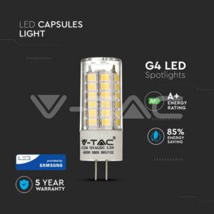 V-TAC VT-133 LED Крушка SAMSUNG Чип 3.2W G4 6400K