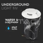 V-TAC VT-1471 1W LED Осветител за Стъпала Бял Четирипосочен 6500K