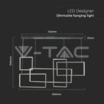 V-TAC VT-15344 LED Осветител 45W Висящ 120*50*60CM Черно Тяло 3000K