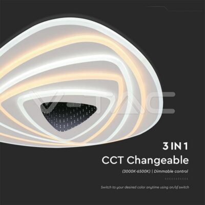 V-TAC VT-15357 120W LED Осветител За Таван (51*50*7CM) CCT: 3000K+6000K Димираща + Дистанционно