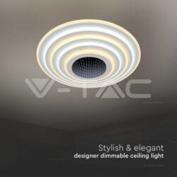 V-TAC VT-15359 125W LED Осветител За Таван (D50*7CM) CCT: 3000K+6000K Димираща + Дистанционно