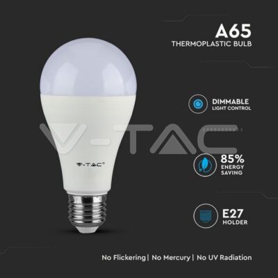 V-TAC VT-20189 LED Крушка SAMSUNG Чип 17W E27 A65 4000K Димираща