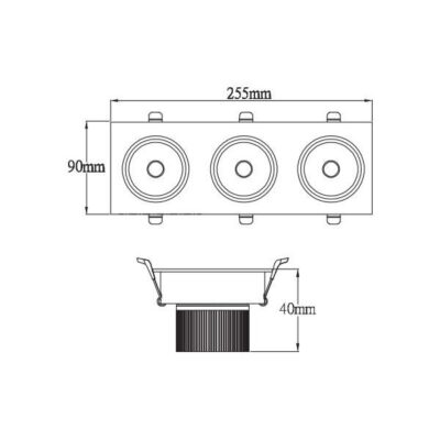 Vito 2101220 Панел с 3 ЛЕД Луни За Вграждане PAN-3 3x5W 6000K IP20 15W 220V