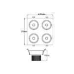 Vito 2101230 Панел с 4 ЛЕД Луни За Вграждане  PAN-4 4x5W 6000K IP20 20W 220V