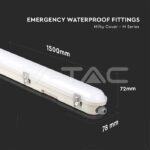 V-TAC VT-2120220 LED Влагозащитено Тяло М-Серия 1500мм 48W 6500K Авариино Захранване Стоманен Клип 120lm/W