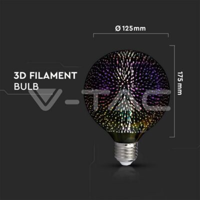 V-TAC VT-212706 LED Крушка 3W Filament E27 G125 3D 3000К