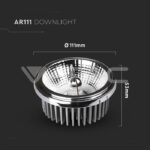 V-TAC VT-212793 LED Крушка AR111 20W Регулиращ Рефлектор 40`D/20`D 4000K Silver