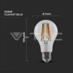 V-TAC VT-212802 LED Крушка 18W Filament E27 A70 3000K 135 lm/W