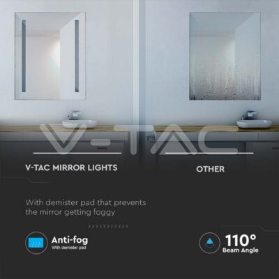 V-TAC VT-2140471 42W LED Огледало Правоъгълник IP44 Anti Fog 6400K