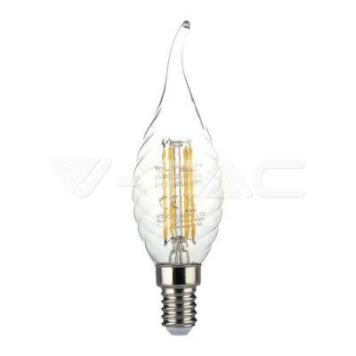 V-TAC VT-214308 LED Крушка 4W Filament E14 Кендъл Спирала Пламък 3000K