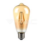 V-TAC VT-214361 LED Крушка 4W Filament E27 ST65 Амбър 3000K