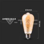 V-TAC VT-214362 LED Крушка 6W Filament E27 ST64 Амбър 2200K