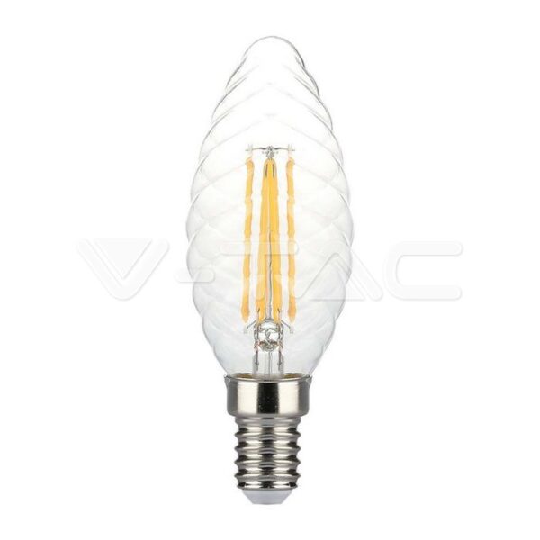 V-TAC VT-214367 LED Крушка 4W Filament E14 Кендъл Спирала Димиращ 3000K