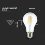 V-TAC VT-214411 LED Крушка 10W Filament E27 A60 4000К