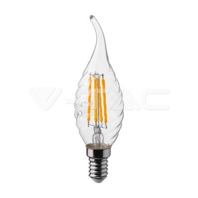 V-TAC VT-214431 LED Крушка 4W Filament E14 Кендъл Спирала Пламък 4000K