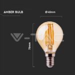 V-TAC VT-214499 LED Крушка 4W Filament E14 P45 Амбър 2200К