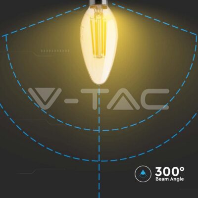 V-TAC VT-217113 LED Крушка 4W Filament E14 Кендъл Амбър 4000K