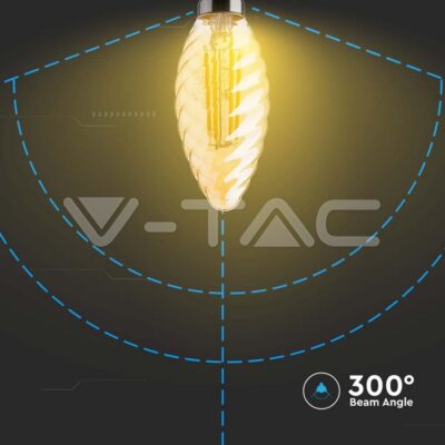 V-TAC VT-217115 LED Крушка 4W Filament E14 Кендъл Амбър Спирала 2200K